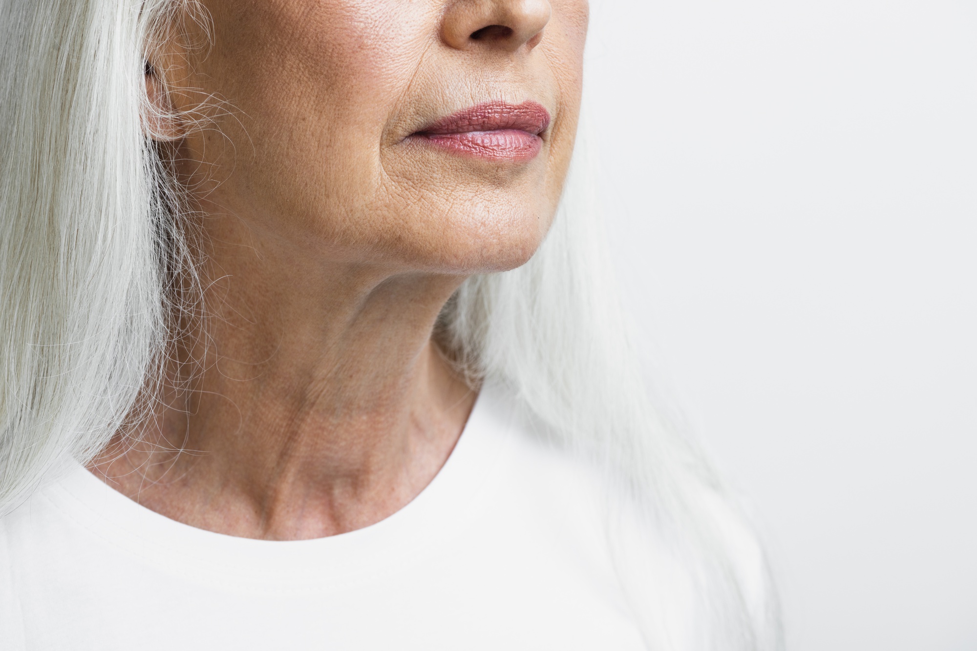 Mature woman skin closeup